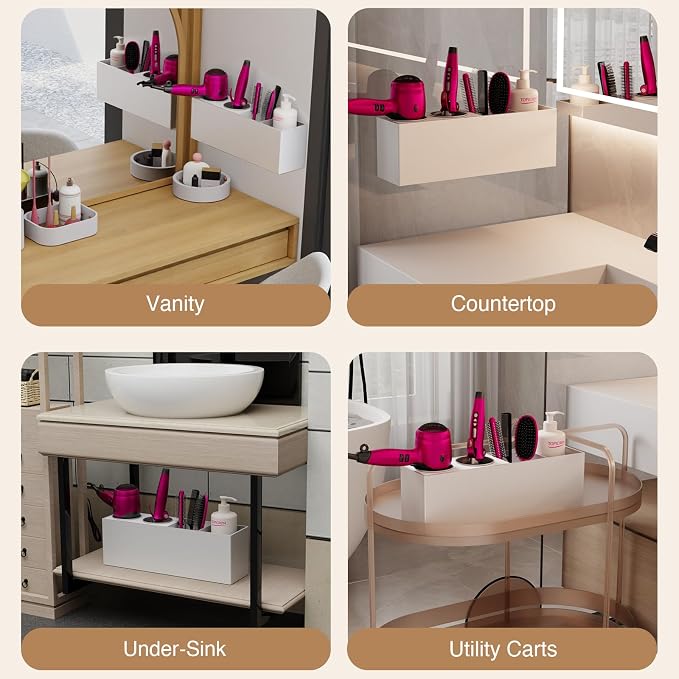Wall Mount Hair Tool Organizer, Acrylic Hair Dryer Holder - Image 2