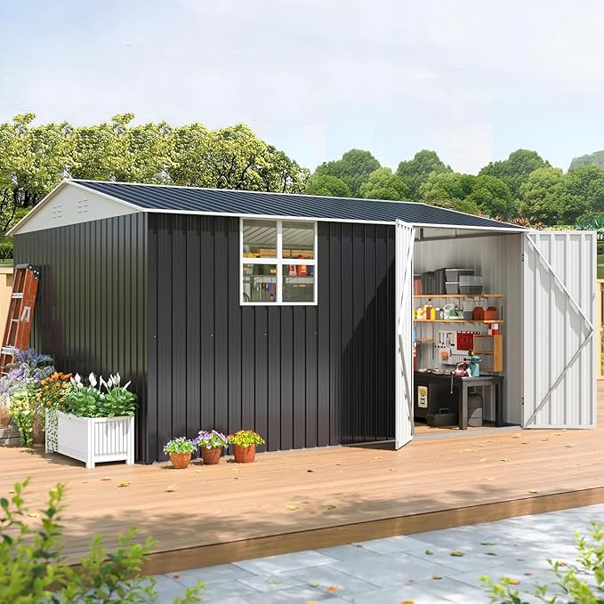 Polar Aurora 10X12 FT Metal Outdoor Storage Shed by PolarAurora