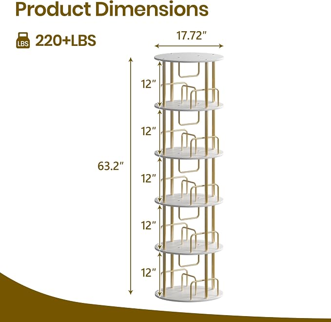 360° Rotating Bookshelf, Revolving Bookcase - Image 2