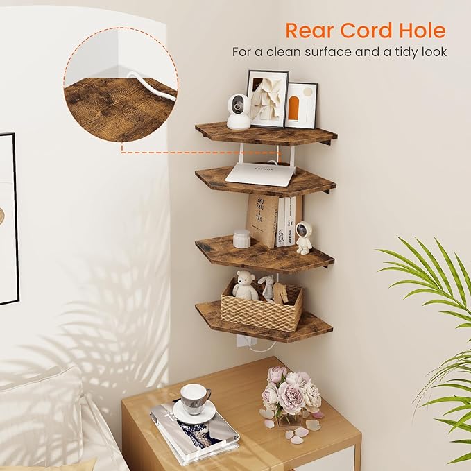 Corner Shelf Wall Mount, Wood Corner Hanging Shelves - Image 7