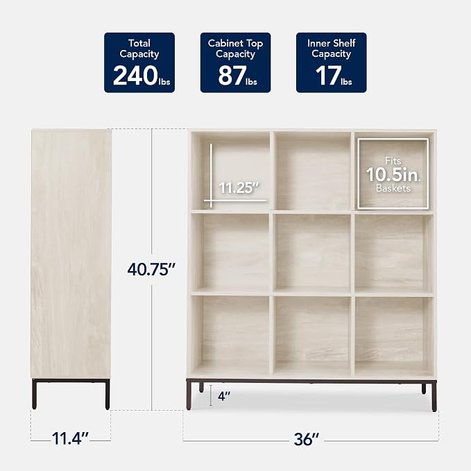 Best Choice Products 9-Cube Bookshelf, 3-Tier Wood Storage Bookcase W/Legs - Image 2