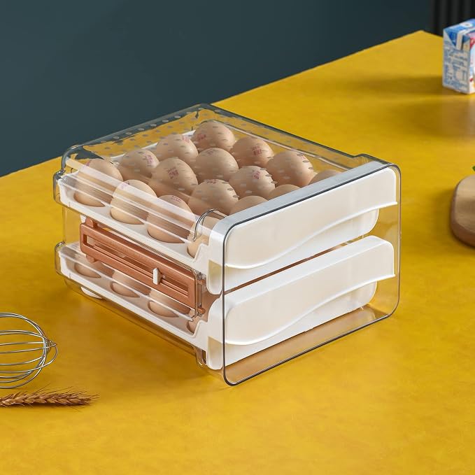 Sooyee Egg Holder for Fridge, 2 Drawers 32 Eggs Organizer for Refrigerator - Image 4