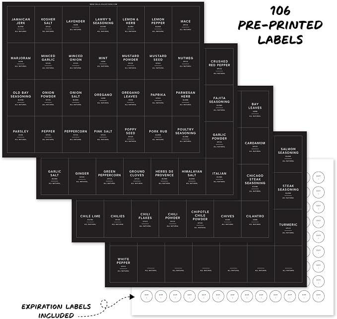 230 Black Spice Labels by ThreeKin | Waterproof & Oil-Resistant Pre-Printed - Image 7