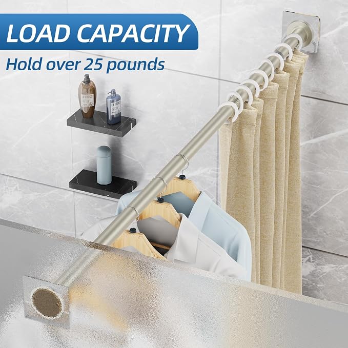 CorkLatta Nickel Adjustable Shower Curtain Rod 32 to 92 inch - Image 3