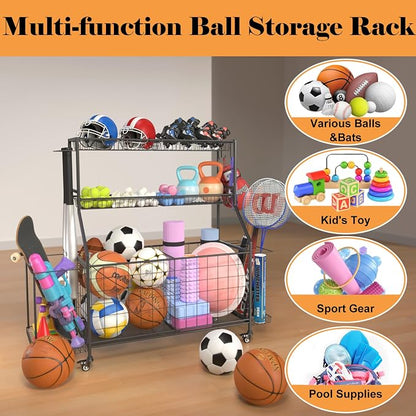 Sports Equipment Organizer, Garage Ball Storage Racks - Image 2