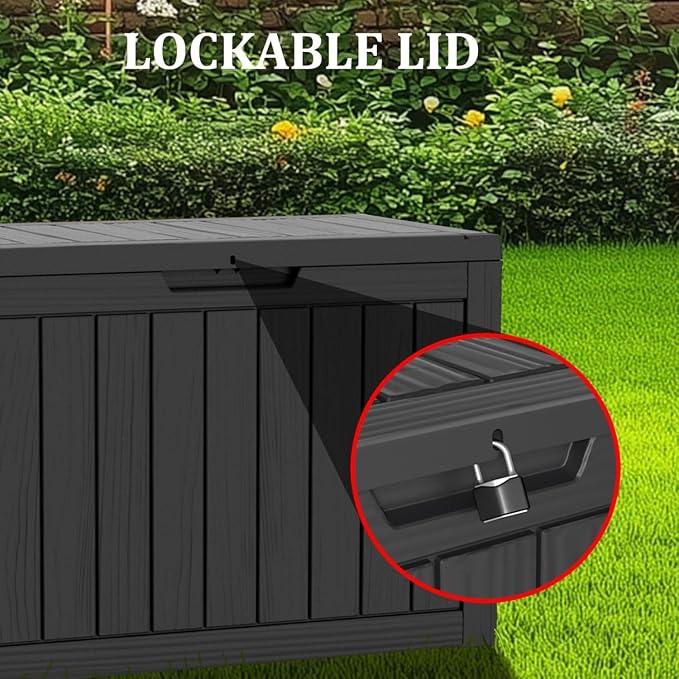 180 Gallon Resin Deck Box, Waterproof Outdoor Storage Box - Image 6