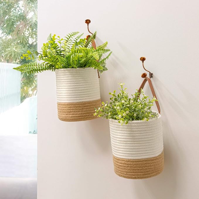 Goodpick 2 Pack Jute Rope Wall Hanging Storage Baskets - Image 4