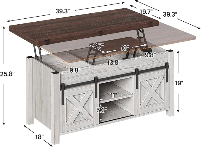 SEDETA Lift Top Coffee Table, 4 in 1 Multi-Function Convertible Coffee Tables - Image 2