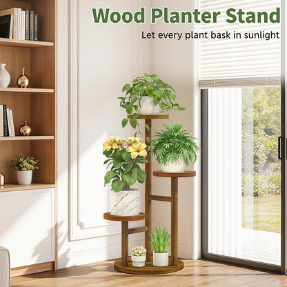 LASZOLA 3 Tiered Wood Plant Stand Indoor Corner, Flower Holder Rack Tall - Image 4