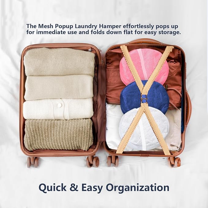 Pop Up Laundry Hamper, Mesh Laundry Basket Collapsible, Foldable Hamper - Image 3