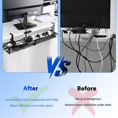 Under Desk Cable Management Tray 25.3 Inch, Clamp-On Cable Organizer Box - Image 5
