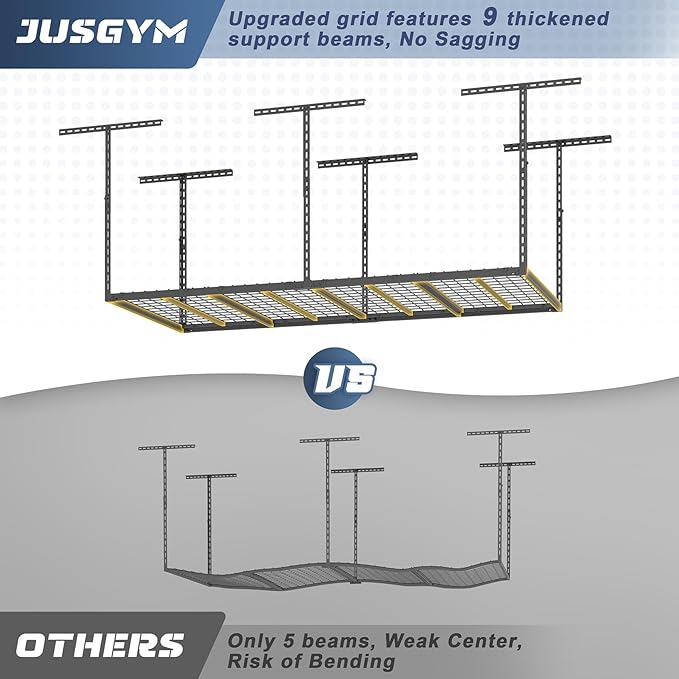 3X6FT Overhead Garage Storage Rack, Heavy Duty Metal Overhead Storage Organizer - Image 3