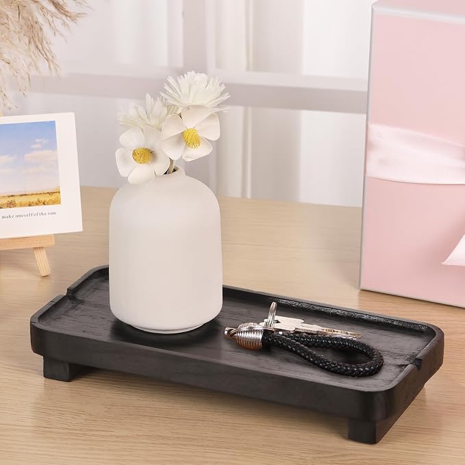 Wood Riser Small Decorative Tray Sink Soap Dish, Vanity Tray Pedestal Stand 10 - Image 8
