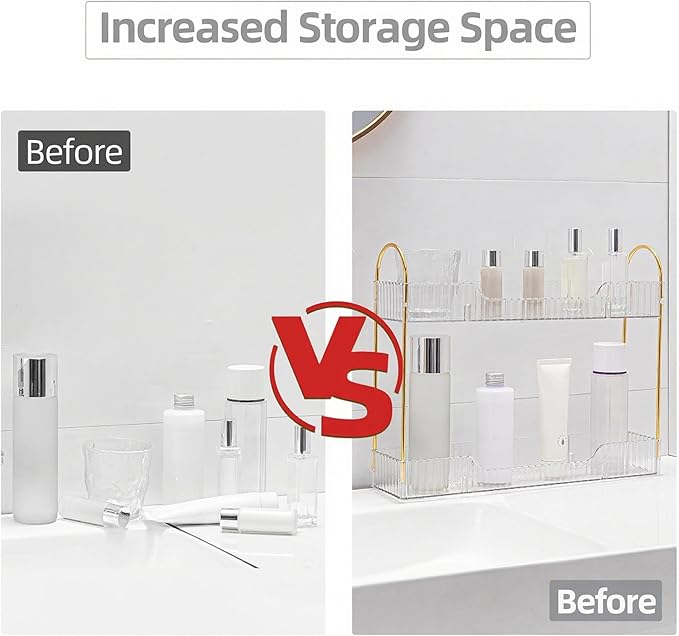 Bathroom Countertop Organizer, 2-Tier Slim Vanity Storage Rack - Image 7