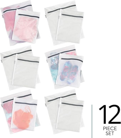 iDesign Medium and Large Laundry Delicates-Set of 12-White Mesh Wash Bags M12 - Image 2