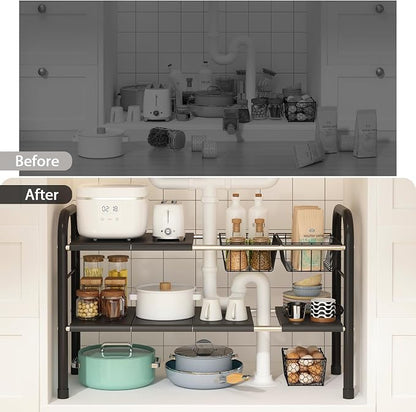Expandable Under Sink Organizer, 2 Tier Under Sink Shelf - Image 5