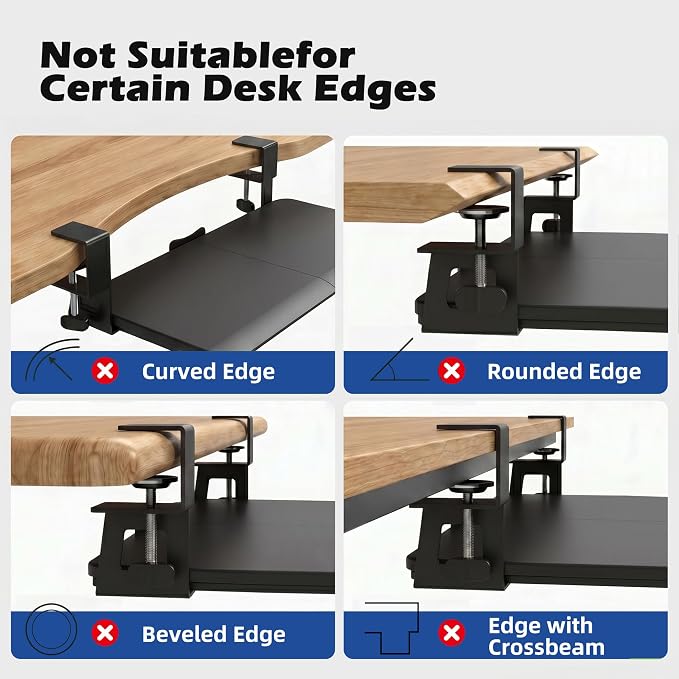 Keyboard Tray Under Desk Clamp, 26.77" Large Slide-Out Keyboard and Mouse Tray - Image 3