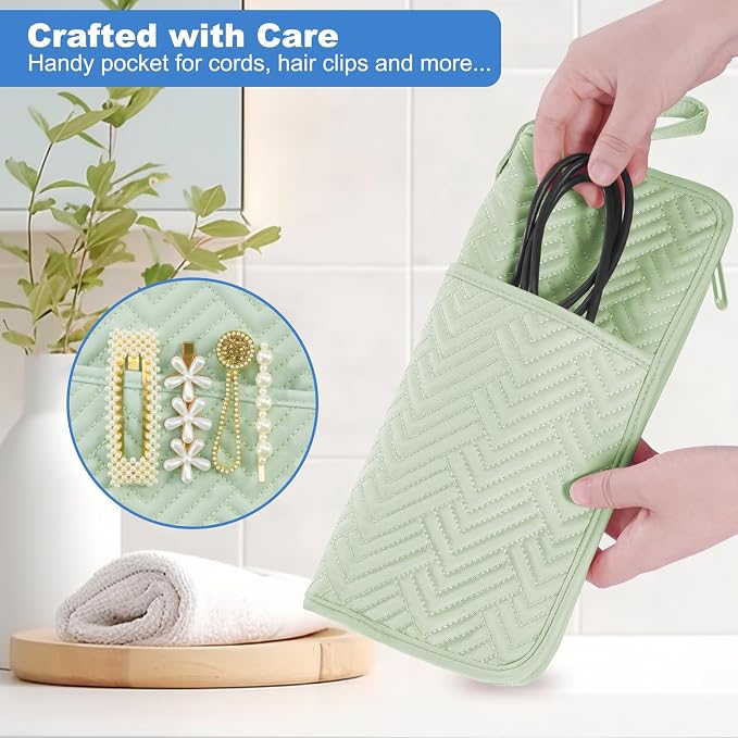 SITHON Hot Iron Holder & Mat, Heat Resistant Hair Tools Travel Bag Portable Hot - Image 5