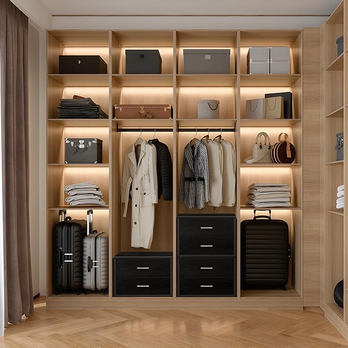 BOLUO Stackable Storage Drawers Closet Organizers and Storage Fabric 2 Drawer - Image 4