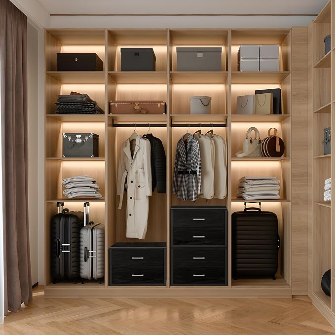 BOLUO Stackable Storage Drawers Closet Organizers and Storage Fabric 2 Drawer - Image 2