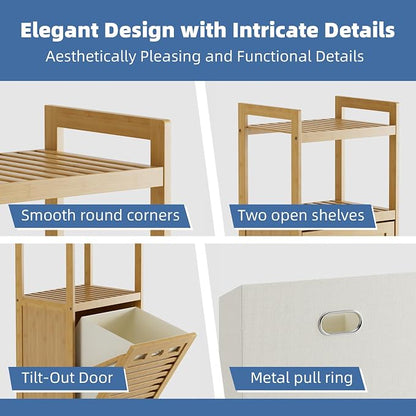 HITNET Tilt Out Laundry Hamper, Bamboo Laundry Basket - Image 5