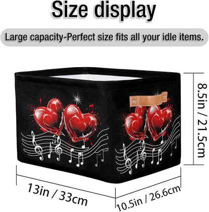 Pardick Hearts Musica Lnotes Basket Storage Bins Large Fabric Toys Storage Cube - Image 4