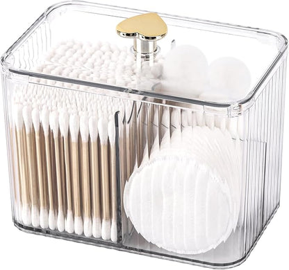 Tbestmax Qtip Holder Dispenser 3-Section Clear Bathroom Organizer Jar 3 Grids by Tbestmax