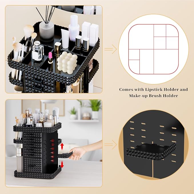 360 Rotating Makeup Organizer for Vanity, Large Skin Care Organizer - Image 7