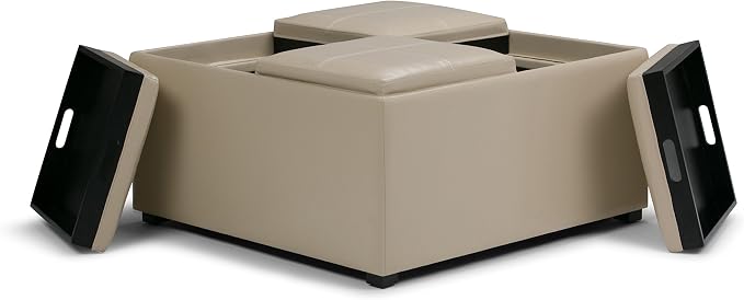 SIMPLIHOME Avalon Wide Contemporary Square Coffee Table Storage Ottoman - Image 4