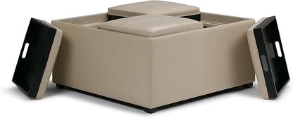 SIMPLIHOME Avalon Wide Contemporary Square Coffee Table Storage Ottoman - Image 4