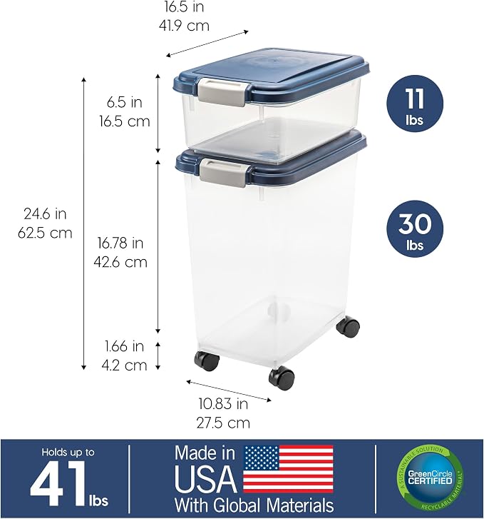 IRIS USA Dog Food Storage Container 30 lb + 11 lb, Stackable Combo Set - Image 4