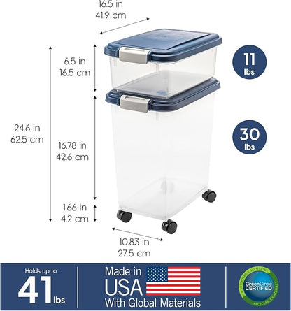 IRIS USA Dog Food Storage Container 30 lb + 11 lb, Stackable Combo Set - Image 4