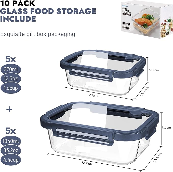 10-Pack Glass Food Storage Containers - Image 2
