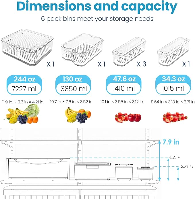 8 Pack Refrigerator Organizers, Stackable Storage Containers - Image 3