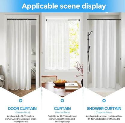 Tension Rod 27-39'' 4Pcs Black Spring Loaded Curtain Rod Adjustable | 5/8 Inch - Image 5
