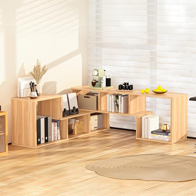 Recaceik Cube Bookshelf 2 Shelf Bookcase L-Shaped TV Console Stand Modern - Image 4