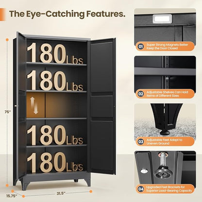 Yizosh Metal Pantry Cabinet, Cupboard - Image 2
