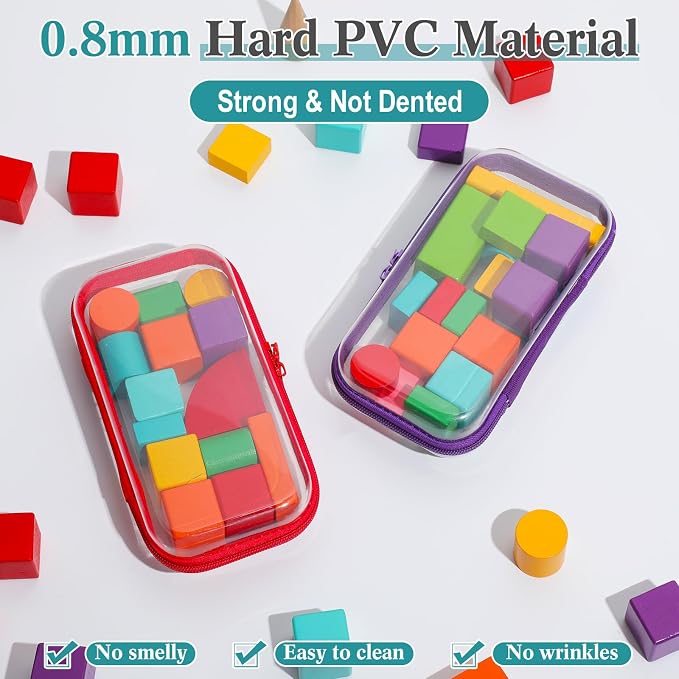 Sanwuta 6 Pcs Clear Hard Zipper Case Hard Plastic Zipper Pouches Transparent - Image 4