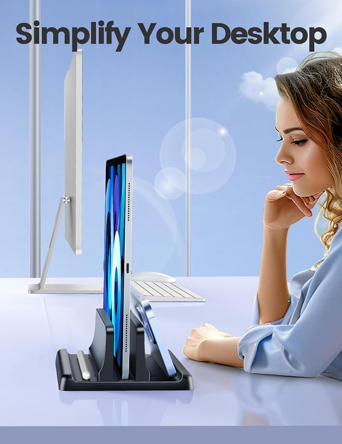 Vaydeer Vertical Laptop Stand Holder Organizer Plastic Adjustable Desktop - Image 6