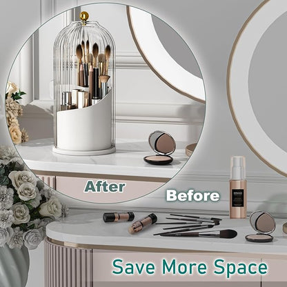 GAXmi Makeup Brush Holder with Lid Cosmetic Tools Organizer 360 Rotating - Image 5
