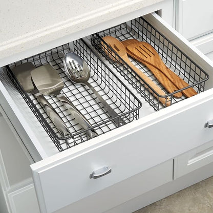 mDesign Wide Wire Storage Basket - Image 3