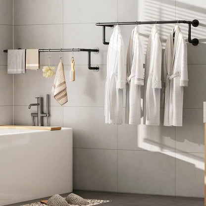 Industrial Pipe Clothes Racks 2 Pack, Space Saving Closet Hanging Rod - Image 3