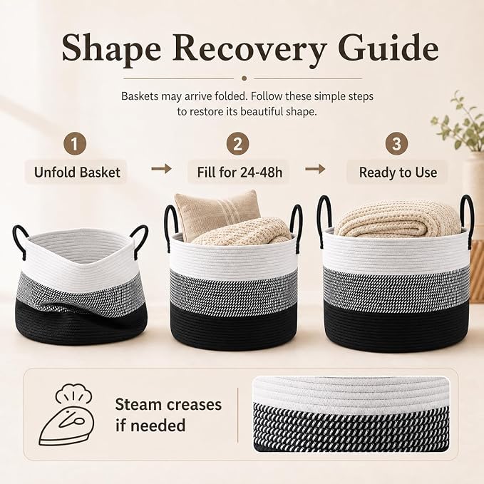 JMvicyroam 115L Extra Large Machine Washable Cotton Rope Blanket Basket | - Image 6
