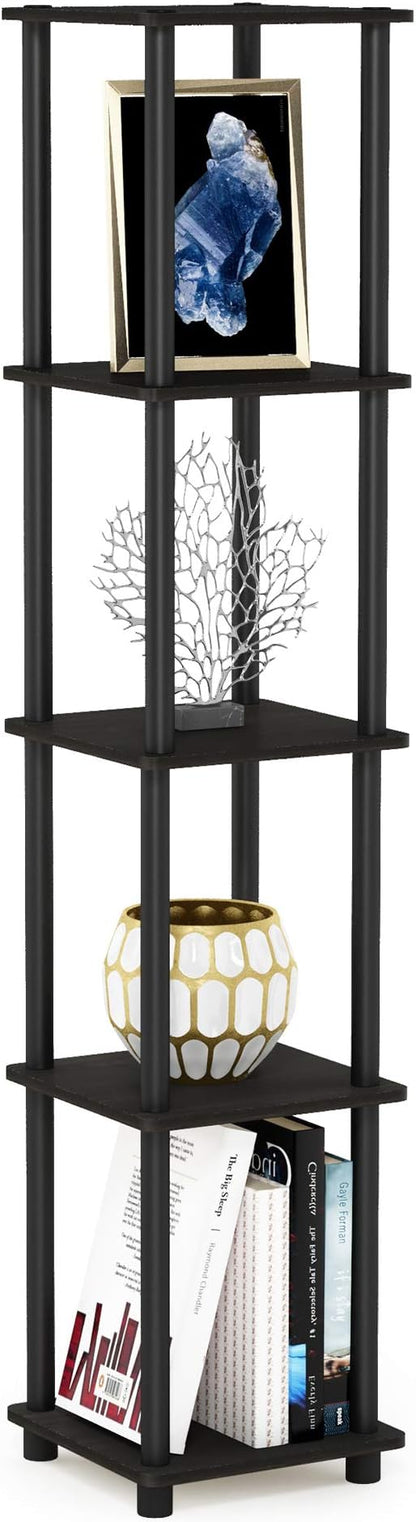 FURINNO Turn-N-Tube 5-Tier Corner Square Rack Display Shelf, Espresso/Black by Furinno-FitsYourSpaceFitsYourBudget