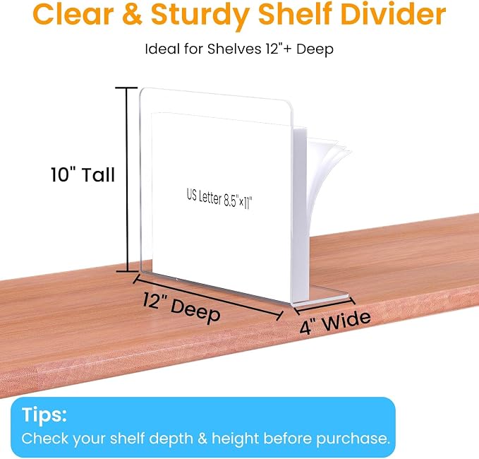 Shelf Dividers for Closet Organization – Acrylic Clear Sturdy Dividers to Keep - Image 2