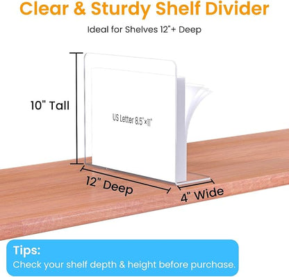 Shelf Dividers for Closet Organization – Acrylic Clear Sturdy Dividers to Keep - Image 2