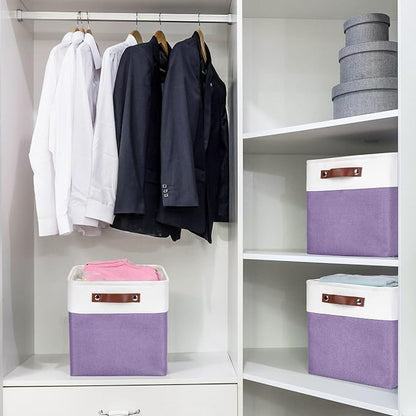 Collapsible Fabric Storage Cubes 11x11 Cube Storage Bins, 4 Pack Closet Baskets - Image 3