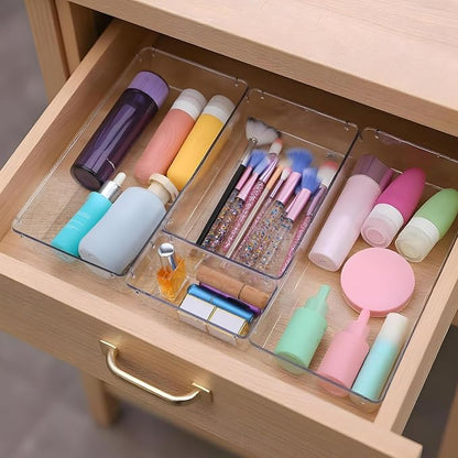 12 Pcs Clear Plastic Drawer Organizer, Kitchen Bathroom Fridge Utensil Vanity - Image 5