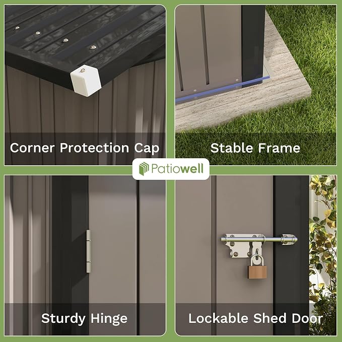 Patiowell 8x6 FT Outdoor Storage Shed, Metal Tool shed & Outdoor Storage - Image 6