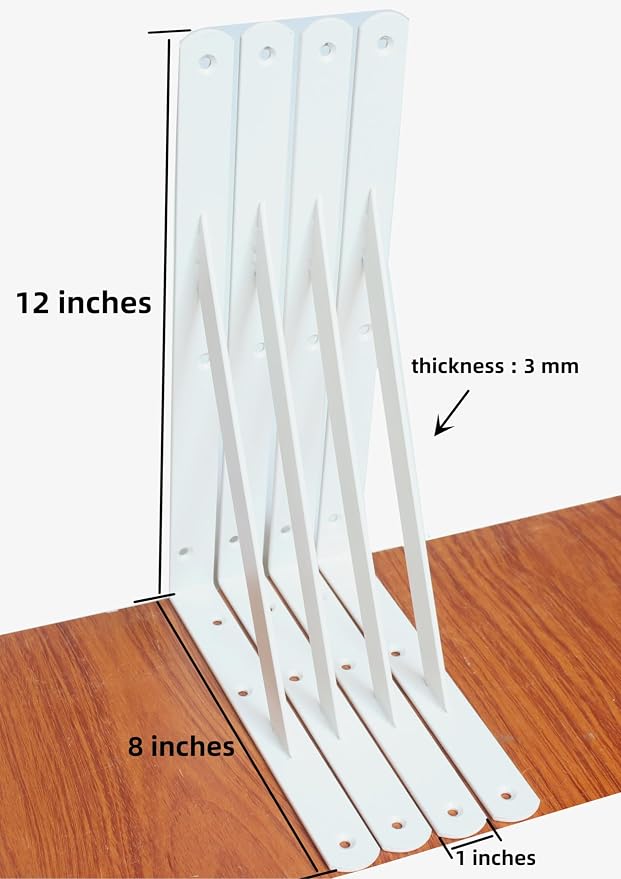 16 Pack L12 x H 8" White Heavy Duty Shelf Brackets - Image 2
